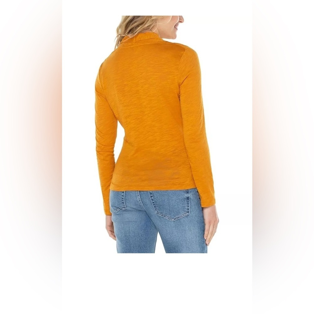 NEW Womens Liverpool Los Angeles Faux Wrap Top Blouse Shirt Rich Gold $59 - Picture 2 of 6